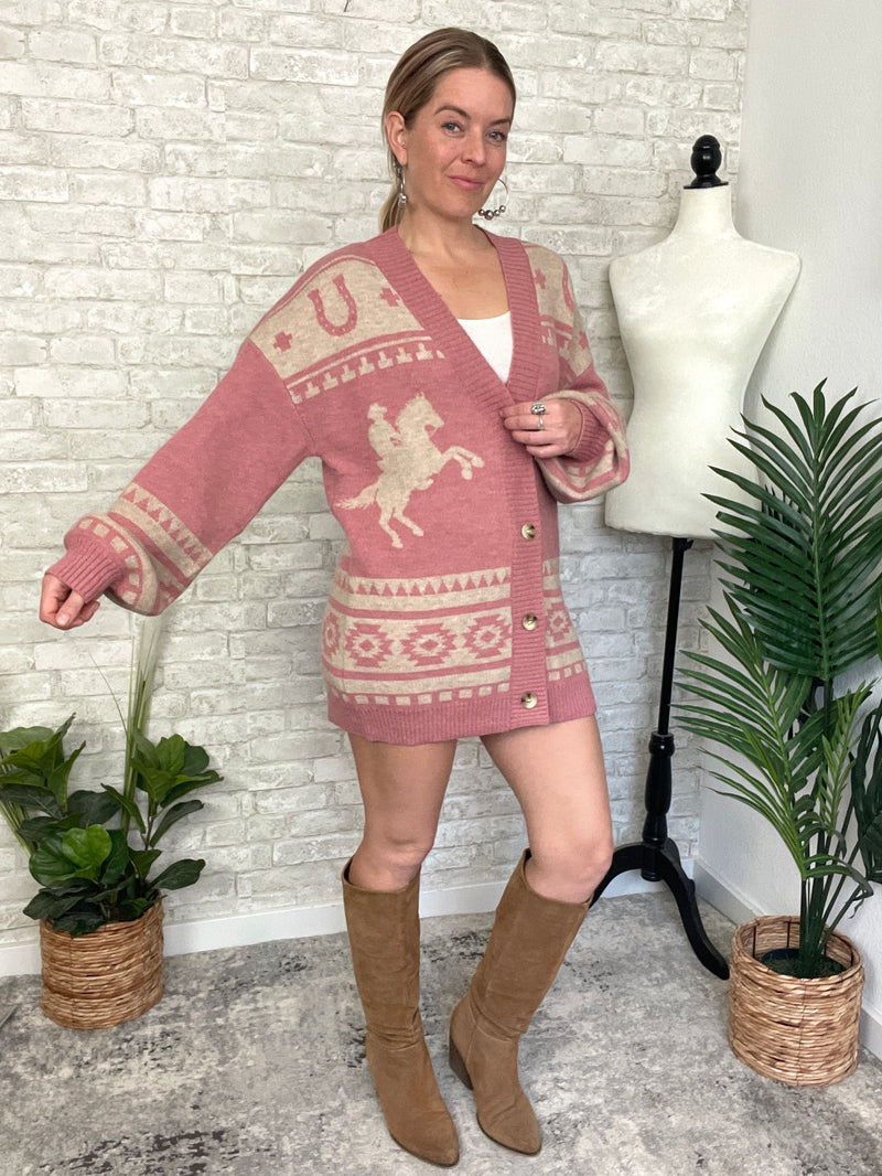 Holly Western Cardigan Pink
