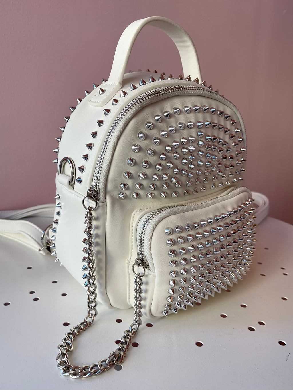 Rebella Studded Backpack White