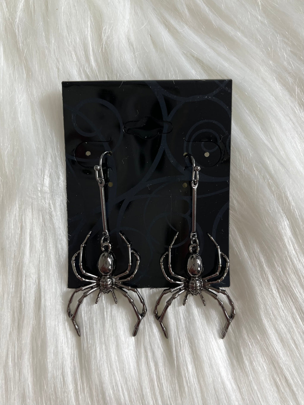 Spider Gun Metal Earrings