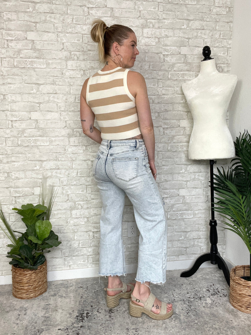 Kelly Taupe+Cream Stripe Tank