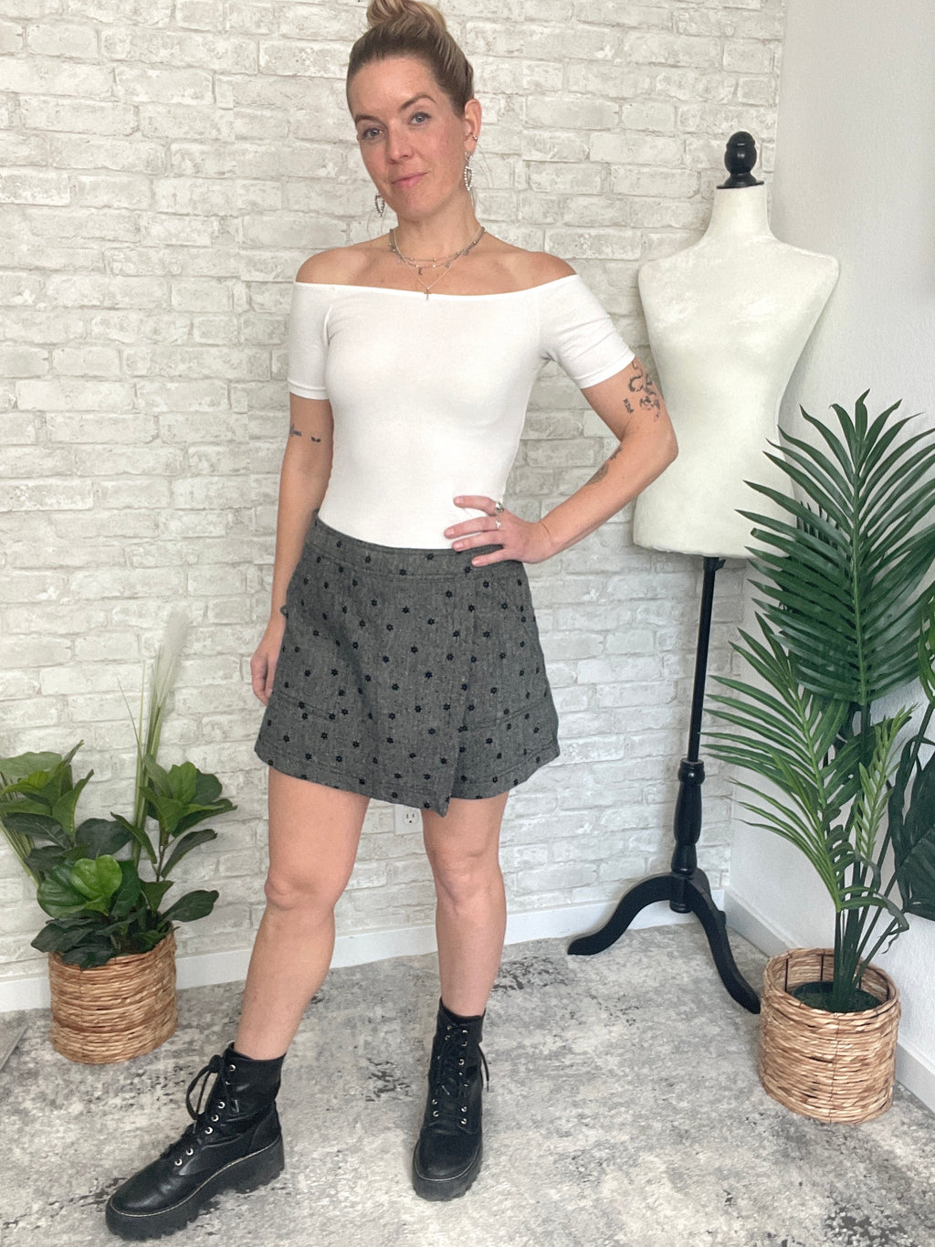 Tweed Floral Skort