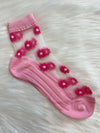 Sheer Floral Socks - Pink