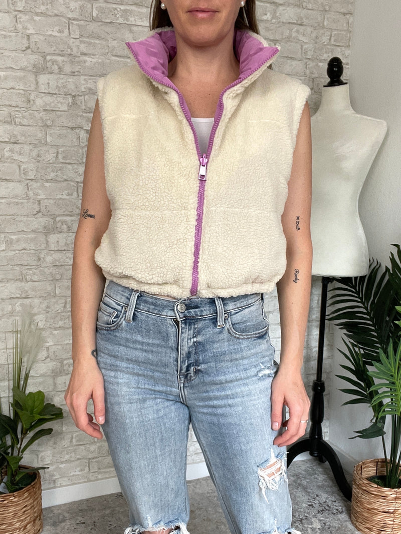 Paige Reversible Cropped Vest Lilac
