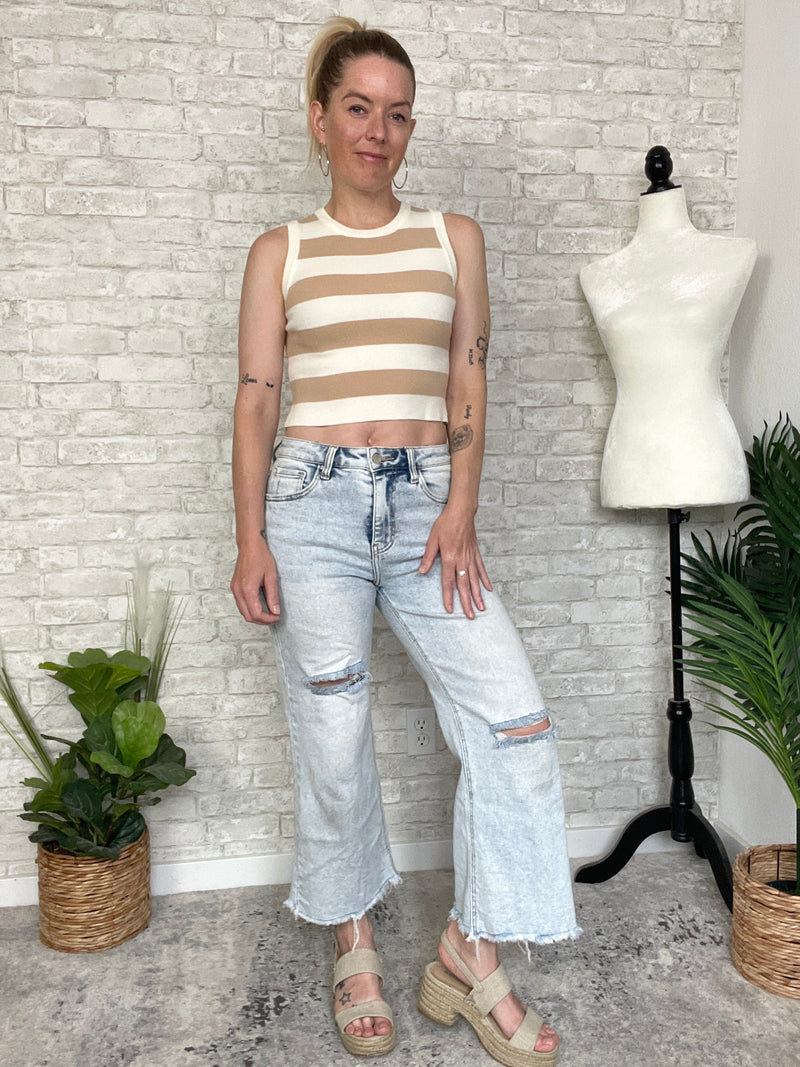 Kelly Taupe+Cream Stripe Tank