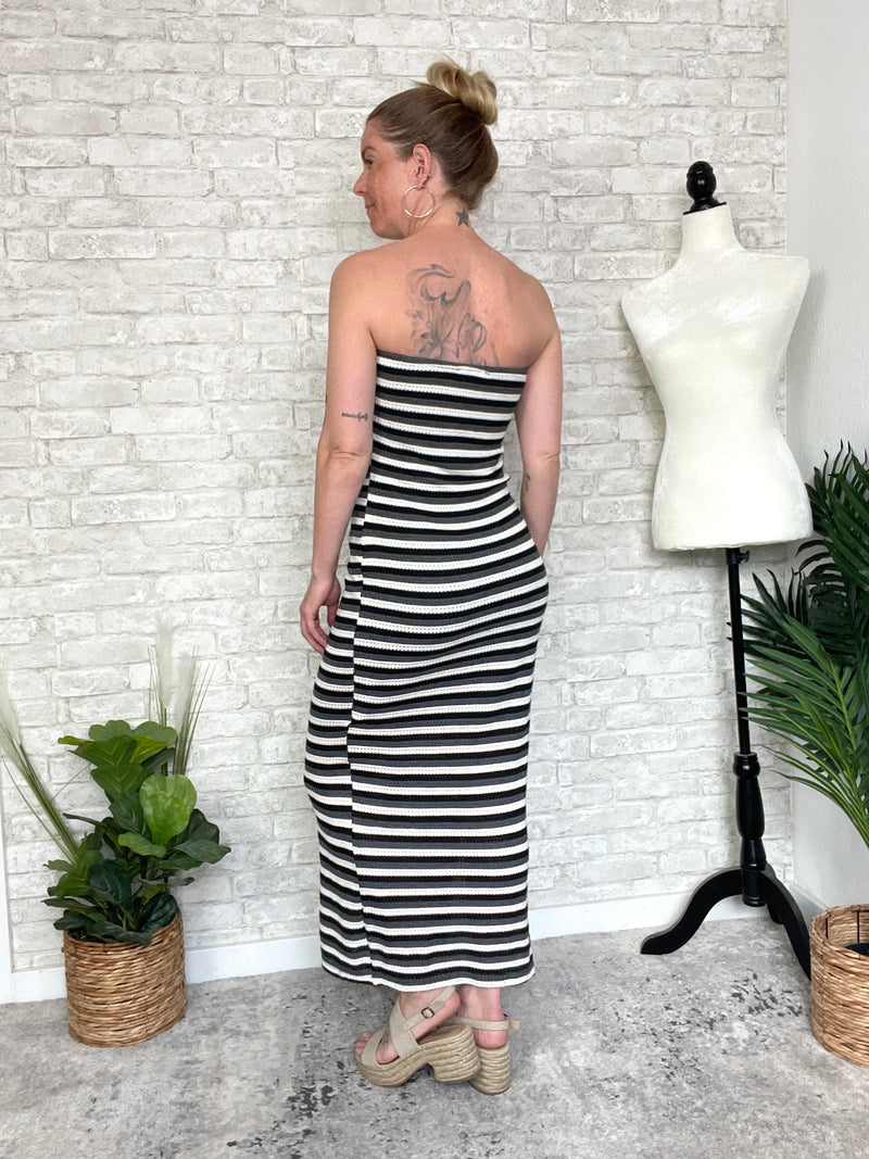 Lionel Black+White Stripe Knit Tube Dress