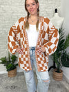 Millie Checker Print Cardigan Orange