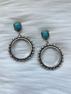 Turquoise Drop Down Hoop Earrings