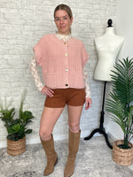 Lanny Short Sleeve Button-Up Cardigan Pink
