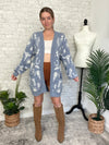 Christy Western Print Cardigan Blue