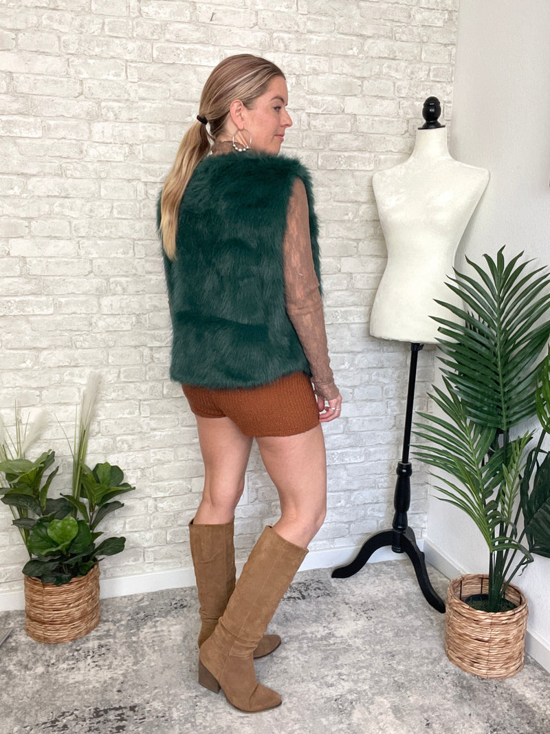 Rochelle Fuzzy Vest Green