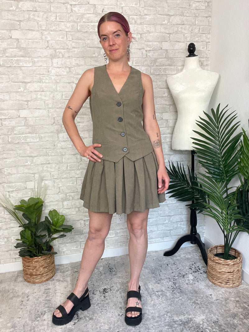 Cher Olive Uniform Dress