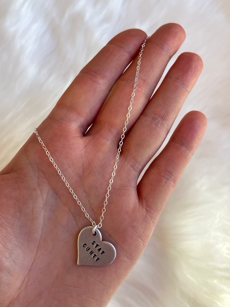 Stay Cunty Heart Necklace Silver