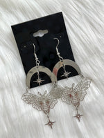 Moth Moon Earring Silver