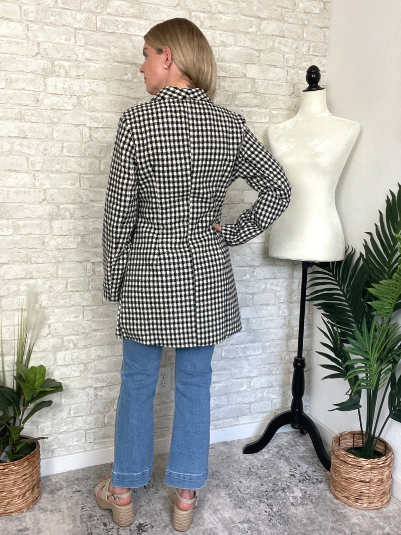 Khloe Jacket Black + White Houndstooth