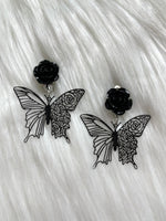 Black Rose Butterfly Clip Earring