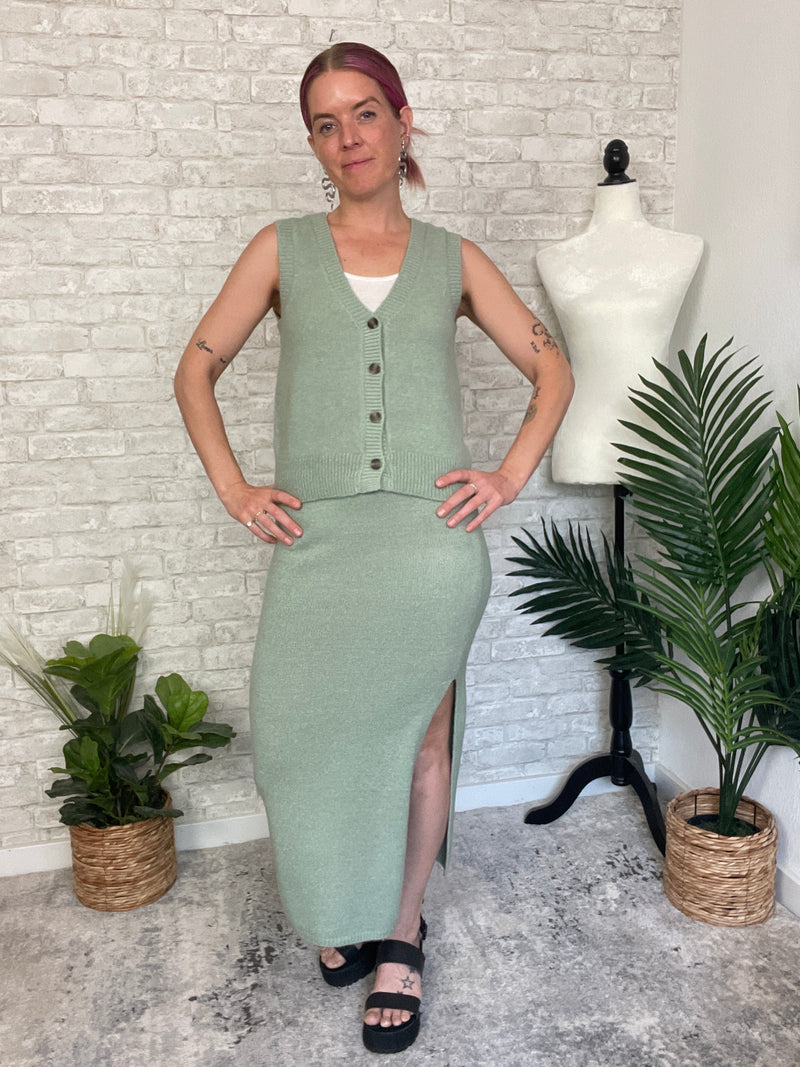 Christine Sage Sweater Set - Skirt