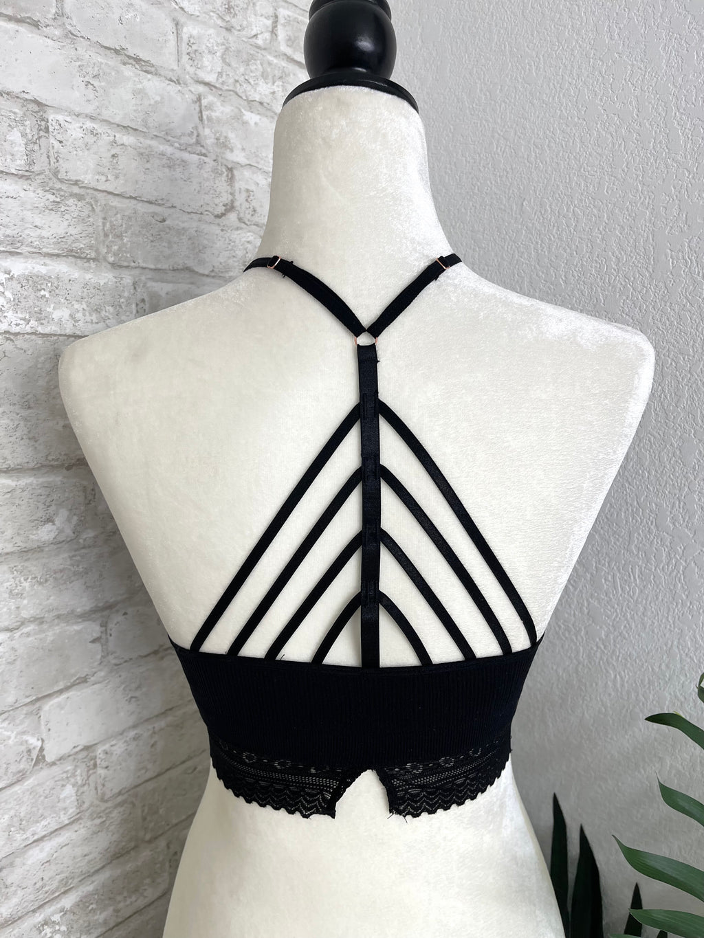 High Neck Crochet Lace Trim Black