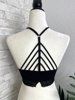 High Neck Crochet Lace Trim Black