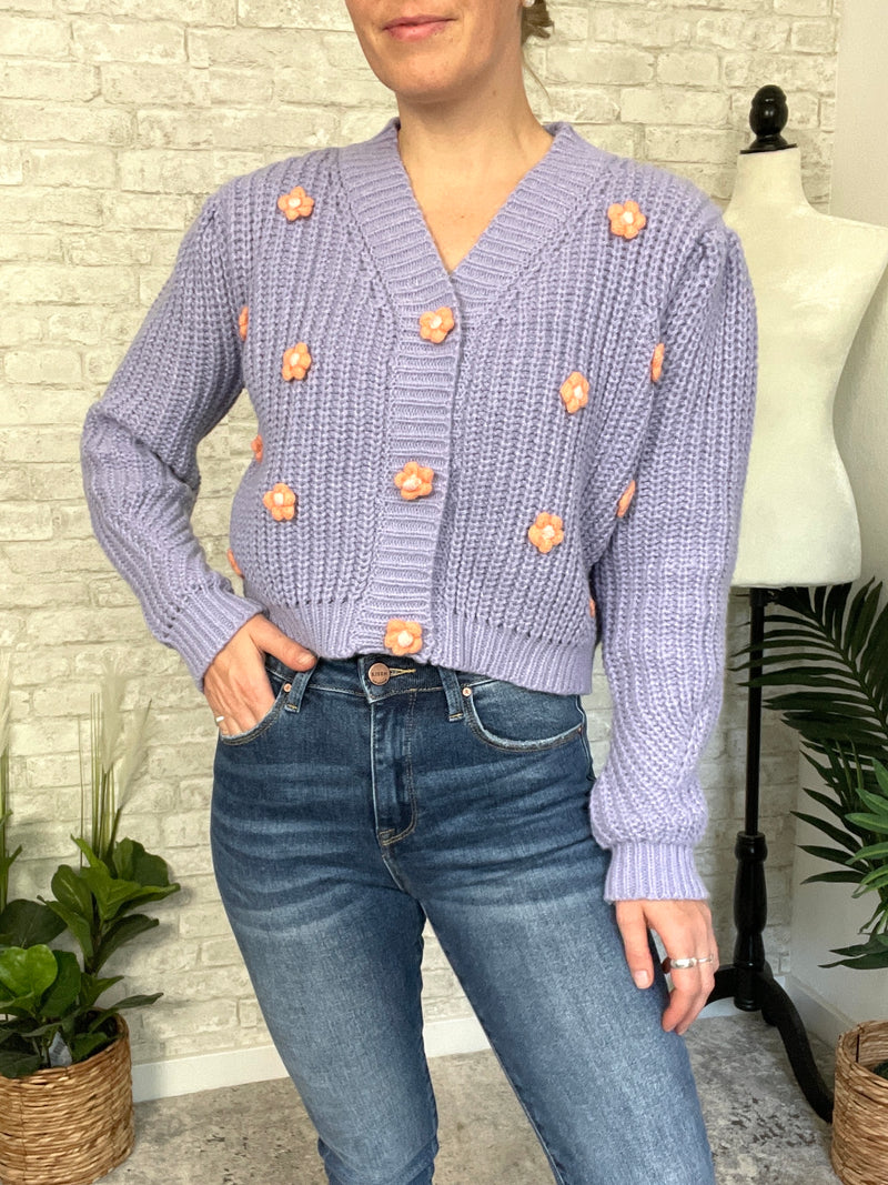Lilac + Coral Floral Cardigan