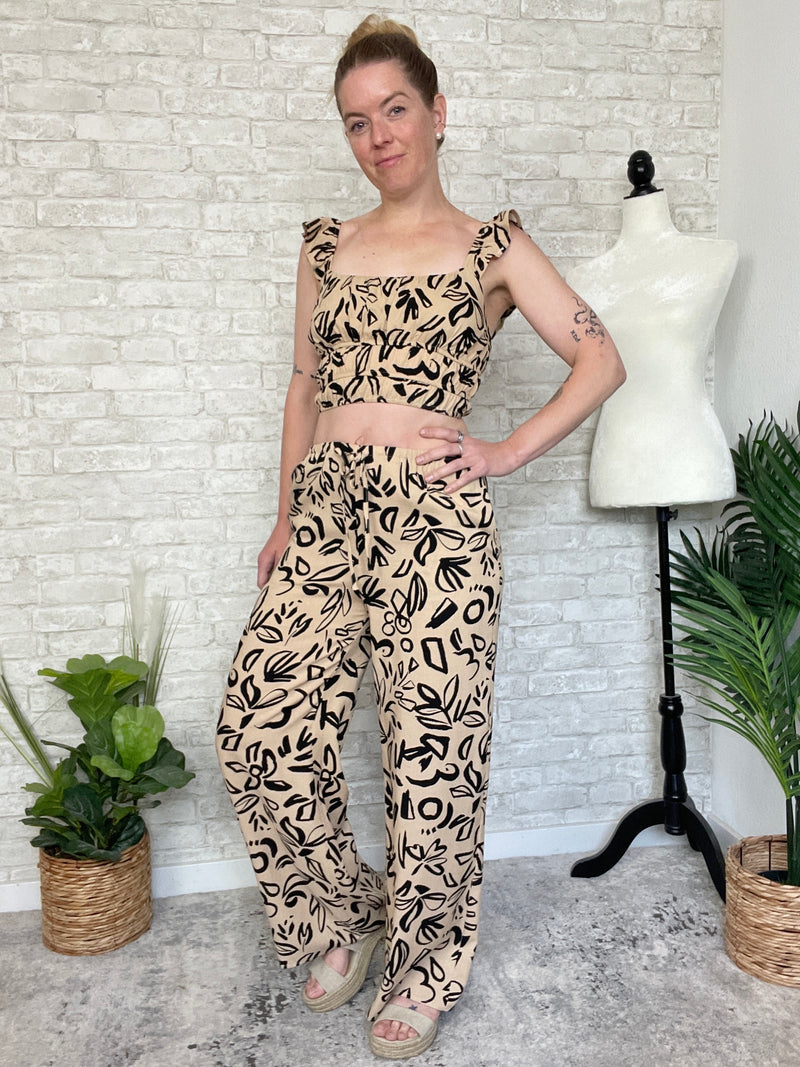 Thora Abstract Khaki Print Pants