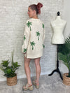 Palm Print Knit Summer Sweater