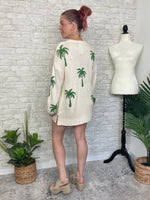 Palm Print Knit Summer Sweater