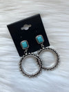 Turquoise Drop Down Hoop Earrings