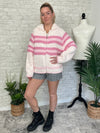 Zelda Zip Up Knit Cardigan - Pink Combo