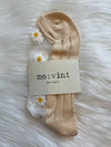 Sheer Floral Socks - Beige