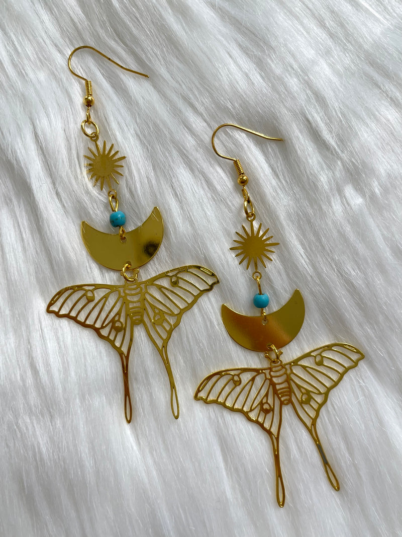 Turquoise Moth Earring