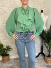 Celine Bow Blouse Green