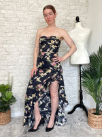 Valiq Black Floral Satin Dress