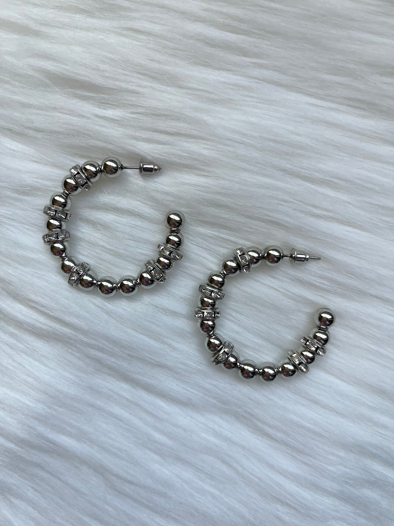 Rhinestone Beaded Hoops