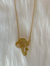 Mushroom Pendant Necklace Gold