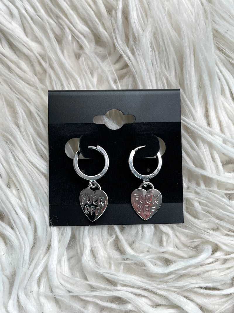 Fuck Off Earring Silver