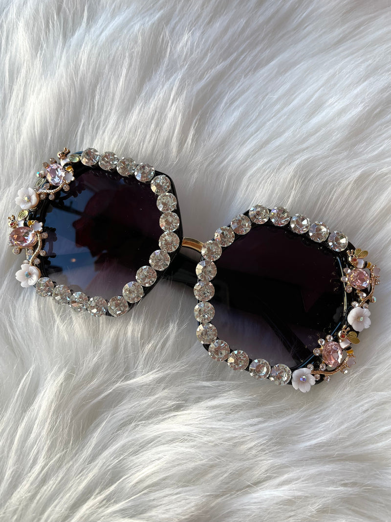 Vintage Vixen Rhinestone Sunnies Black