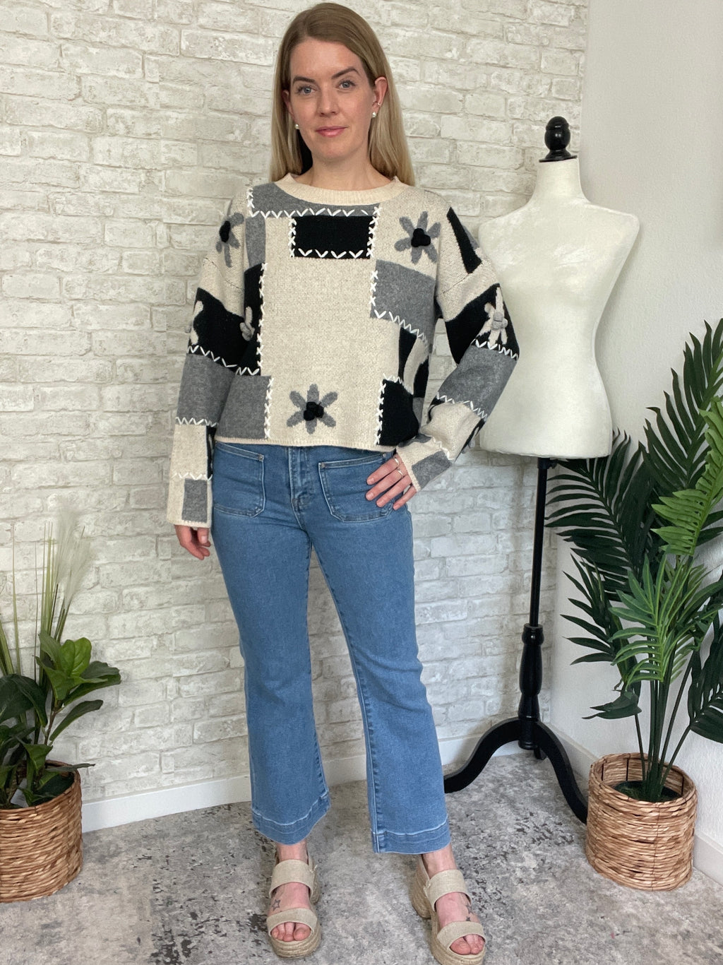 Emily Stitched Up Flower Sweater