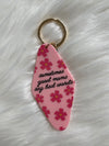 Floral Print Good Moms Say Bad Words Motel Keychain Pink