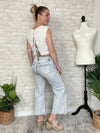 3D Floral Petal Crop Top White