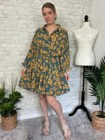 Maxine Teal + Mustard Dress