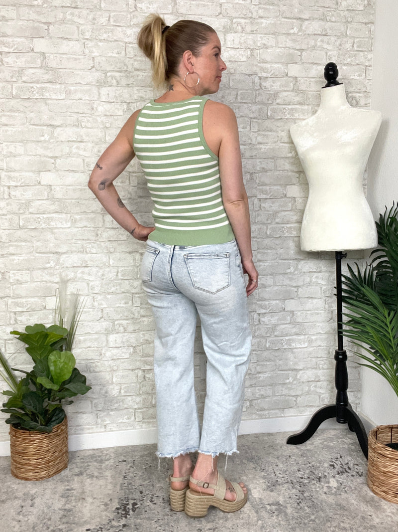 Darlene Green+Cream Stripe Tank
