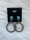 Turquoise Drop Down Hoop Earrings