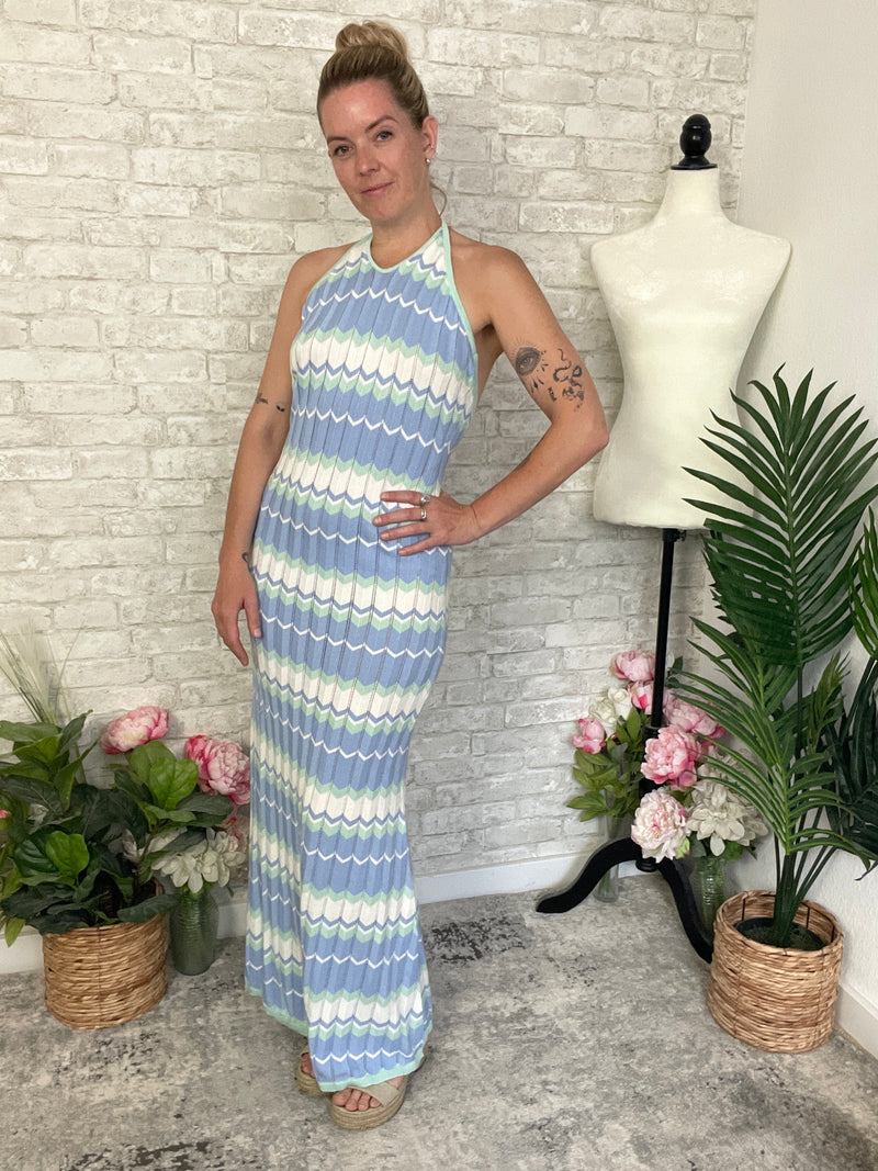 Niomi Aqua/Blue Stripe Crochet Dress – Electric Dream Boutique