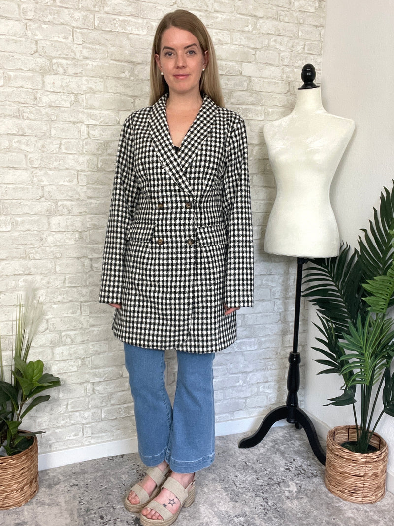 Khloe Jacket Black + White Houndstooth