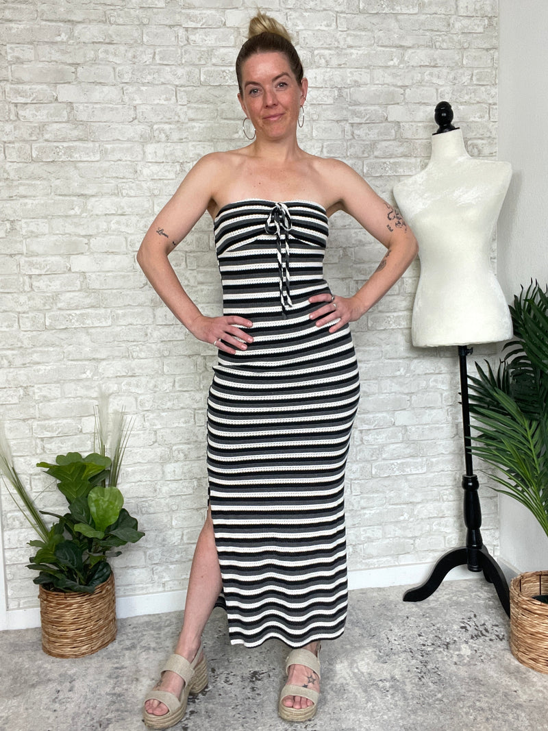 Lionel Black+White Stripe Knit Tube Dress