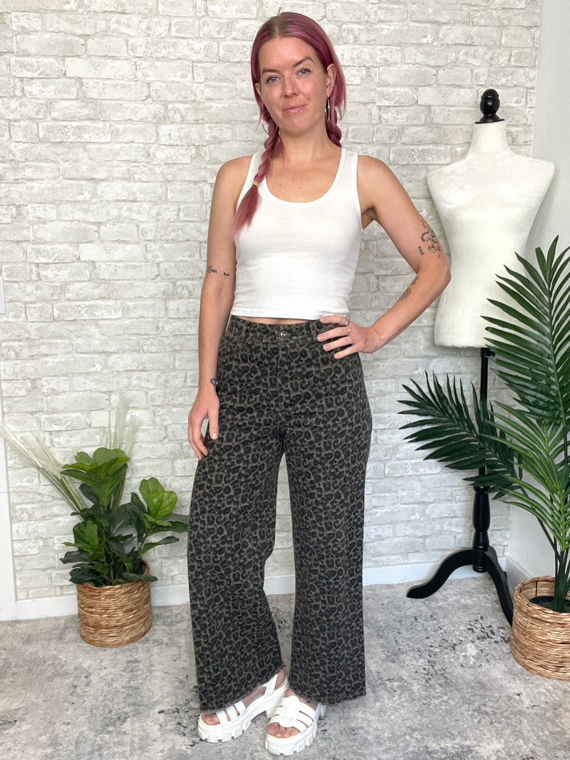 Vivienne Retro Cheetah Jeans Grey