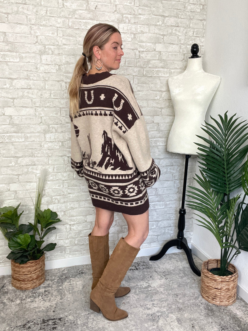 Holly Western Cardigan Brown