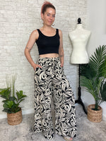 Abstract Swirls Wide Leg Pant - Black + White