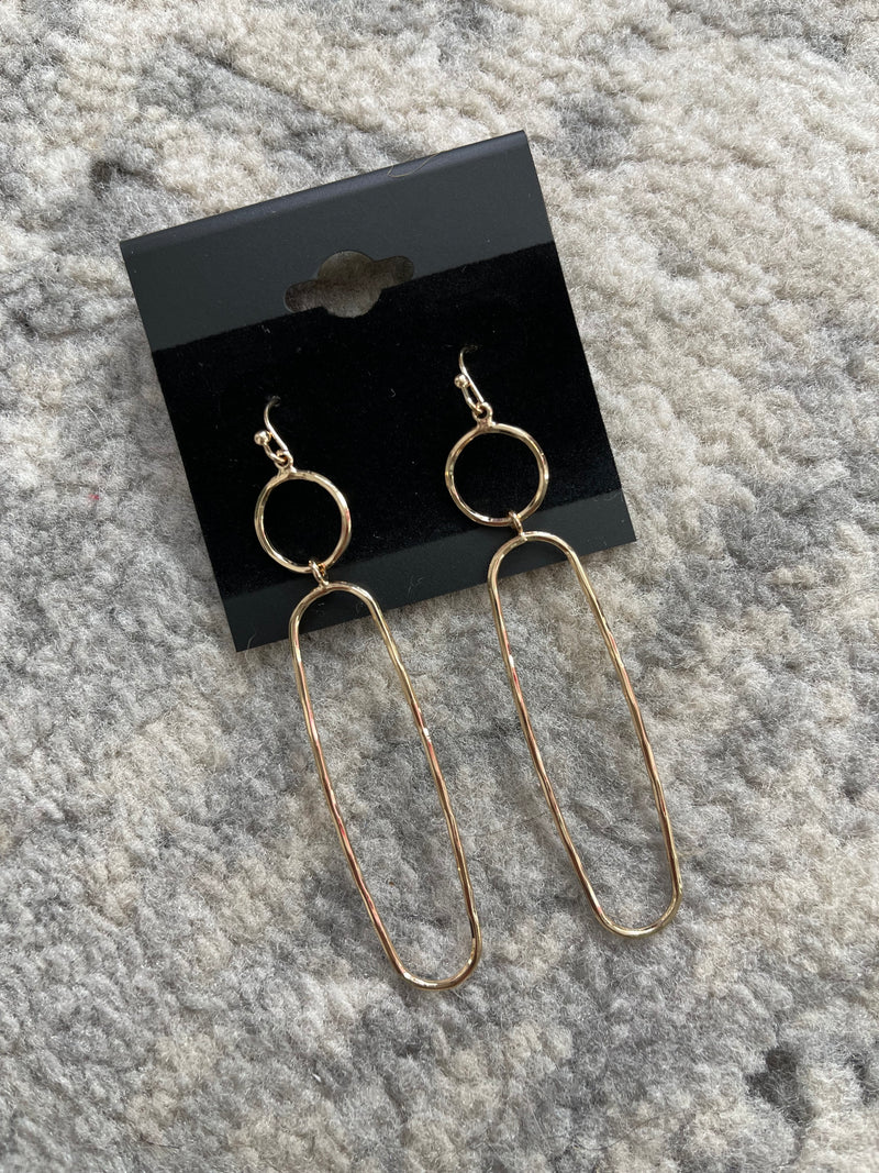 Dainty Wire Oval Hook Earrings Gold