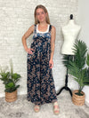 Daisy Navy Velvet Overall